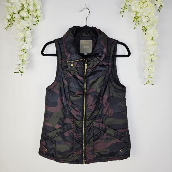 Maurices Puffer Vest Medium Camo Print Sleeveless Zip Up Jacket with Pockets - Picture 1 of 11